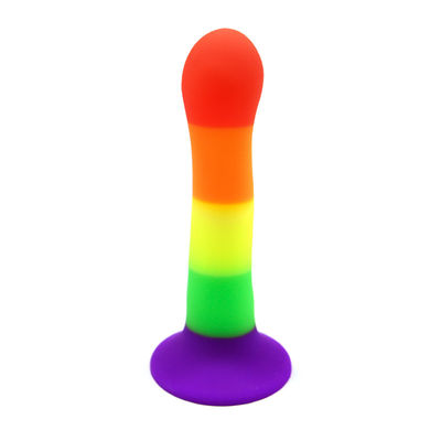 虹の張形の陰茎のバット プラグGの点の刺激のアナルセックスのおもちゃ18*3CM