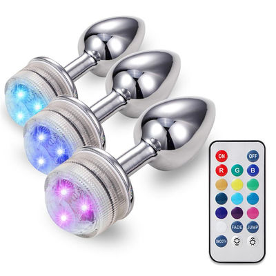 LEDライト リモート・コントロールIP68アナルセックスのおもちゃは女性の人のための肛門のプラグの後につく