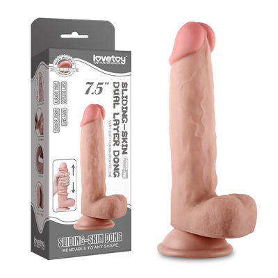 皮の二重層の現実的な陰茎の張形のレズビアンのマスターベーションのアナルセックスのおもちゃの滑走