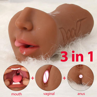 現実的なシリコーンの膣の性は16.5x5CM 3D深い喉のオスのMasturbatorをもてあそぶ