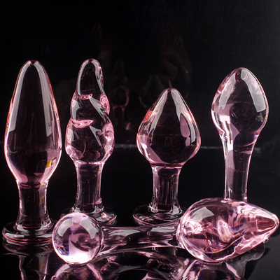 ピンクのガラス3.5cm 4.2cmの水晶の肛門のプラグの女性の夜遊びの張形のマスターベーション